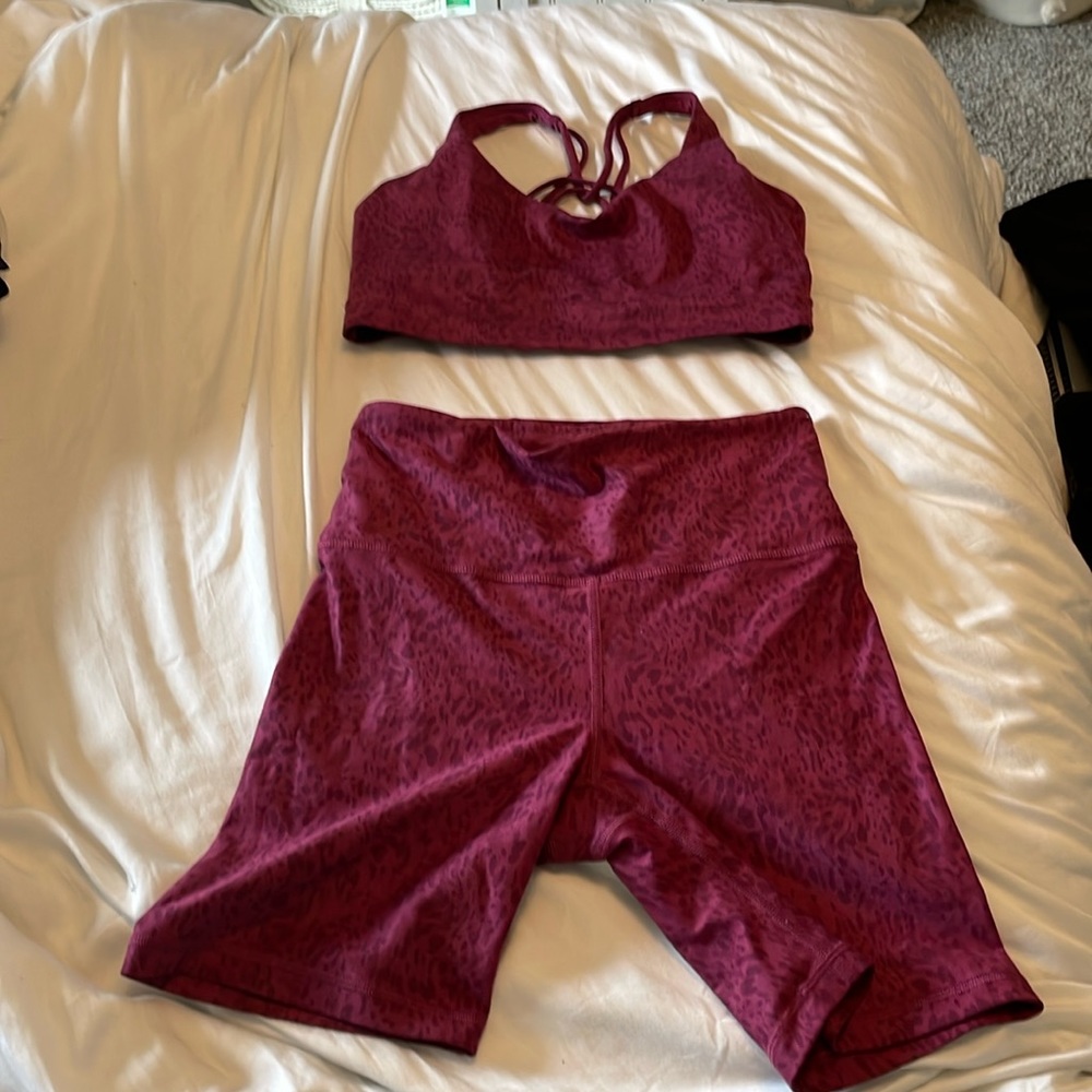 Athleta biker shorts and sports bra set size S